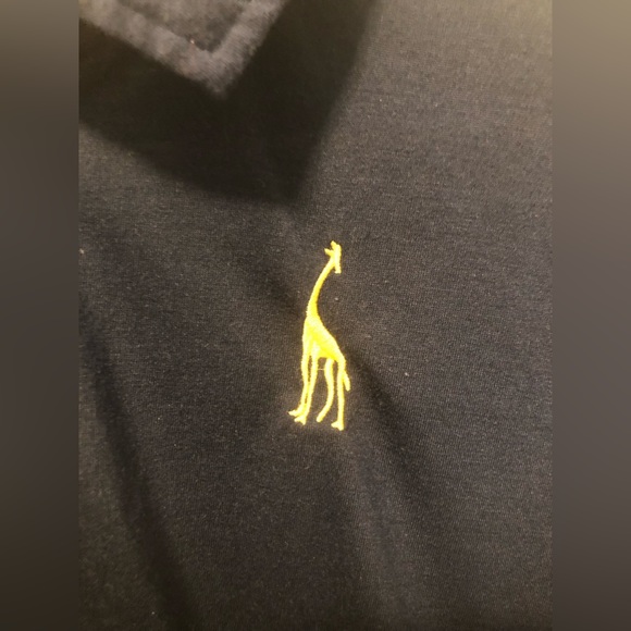 GHYUGR Men's Golf Polo Shirt Navy Blue & Yellow detail & giraffe logo VGC Size M - Picture 3 of 8